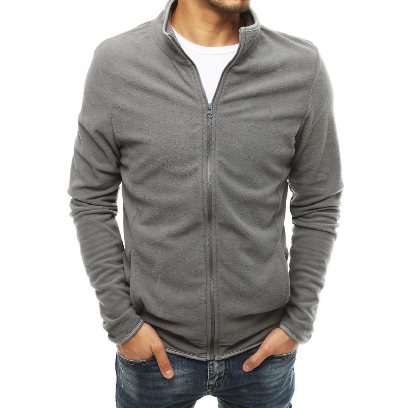 Pánská mikina na zip světle šedá