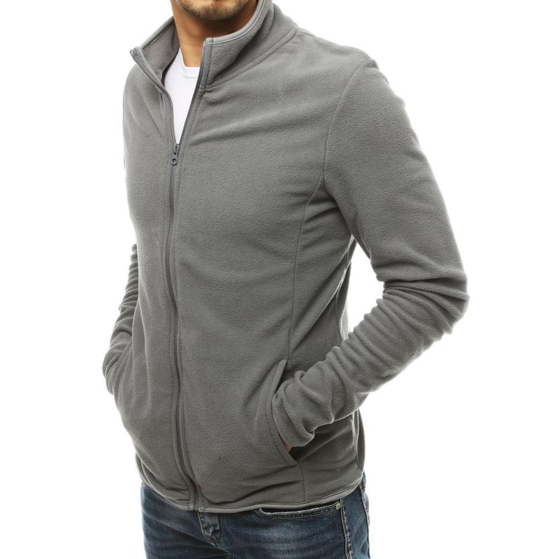 Pánská mikina na zip světle šedá