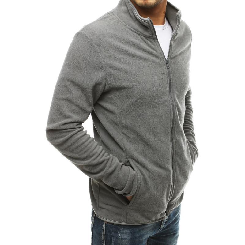 Pánská mikina na zip světle šedá