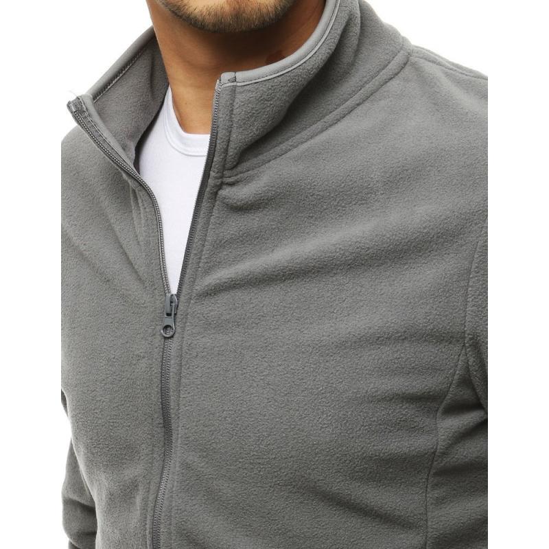 Pánská mikina na zip světle šedá