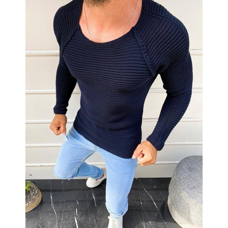 Férfi pulóver pulóver tengerészkék