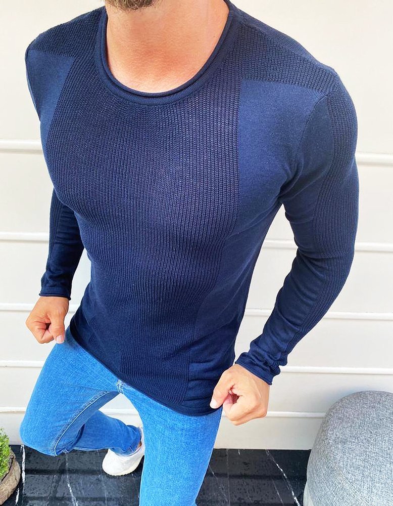 Férfi full-zip pulóver tengerészkék