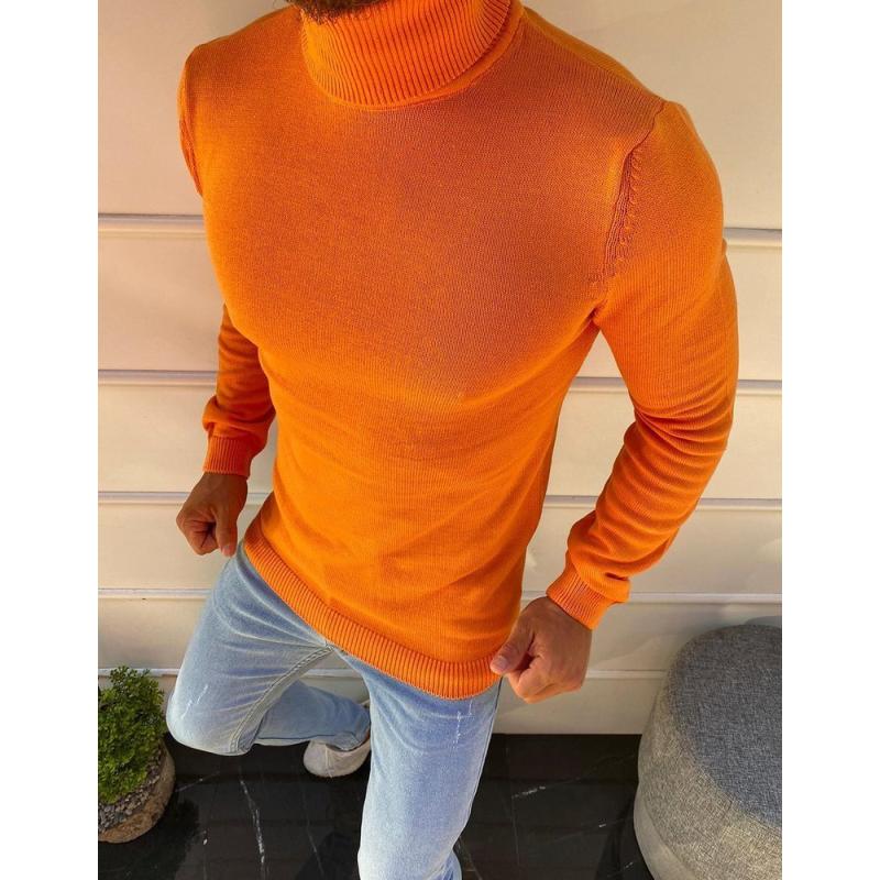 Pánsky rolákový sveter oranžový