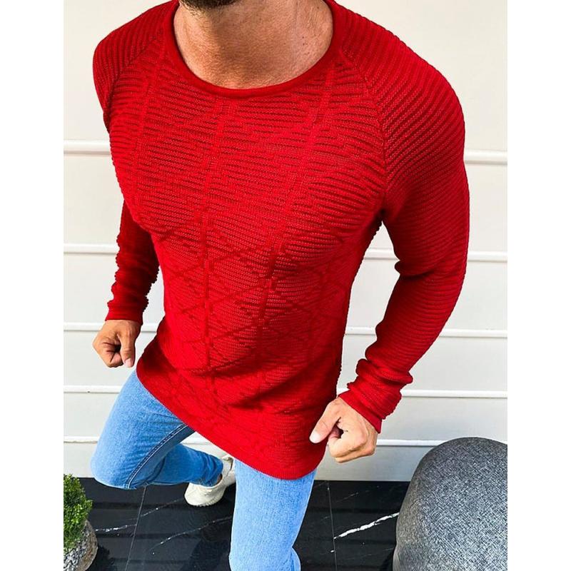 Férfi teljes hosszúságú pulóver piros