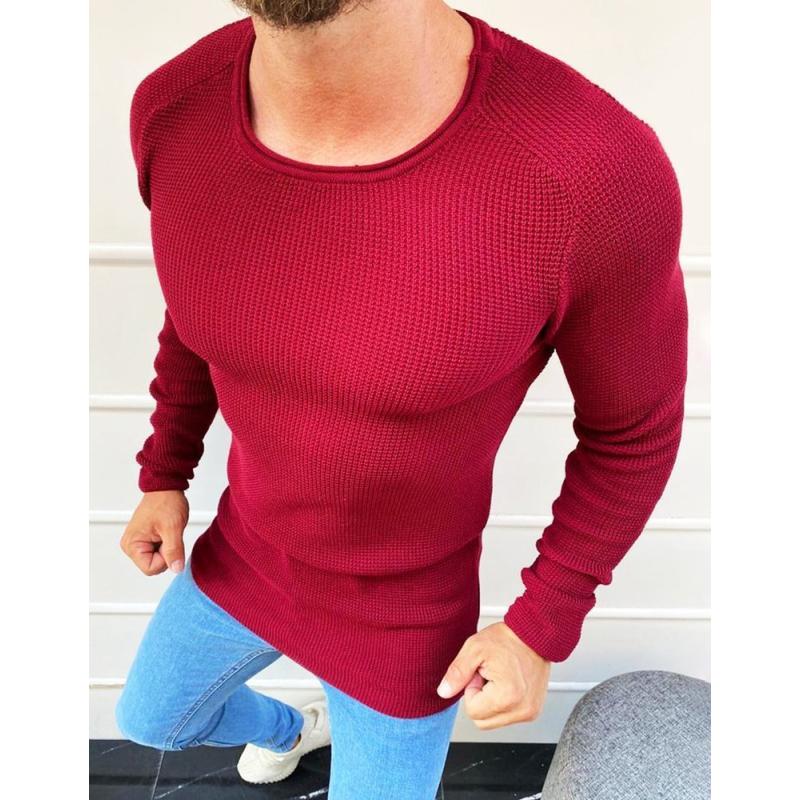Férfi teljes hosszúságú pulóver burgundi