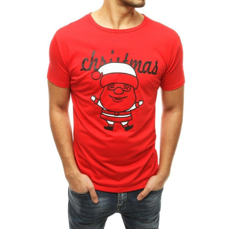 Pánské vánoční tričko s potiskem červená