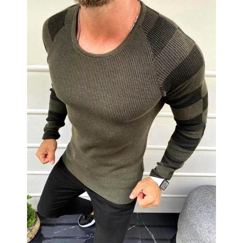 Férfi wrap pulóver khaki színű