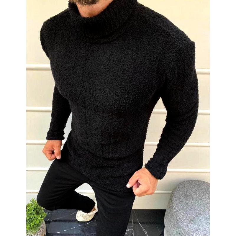 Férfi garbó pulóver, fekete