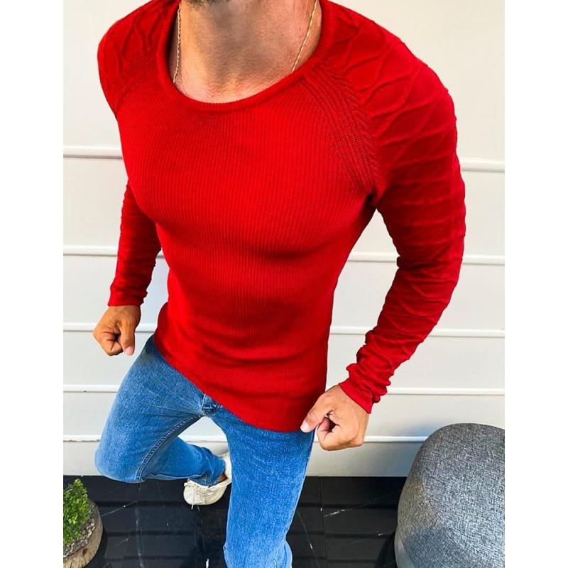 Pánský svetr přes hlavu červený