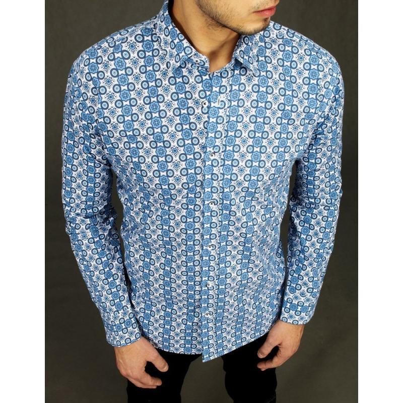 Pánska košeľa elegantná so vzorom modrá dx2032