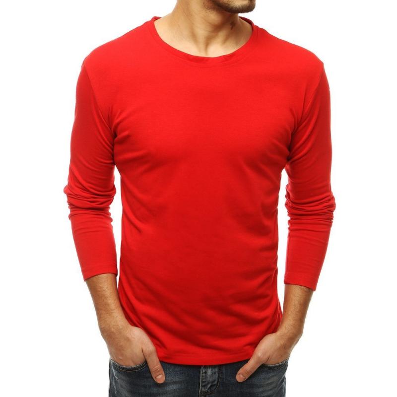 Pánské tričko s dlouhým rukávem jednobarevné červená