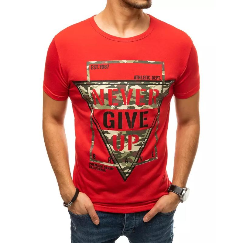 Pánské tričko s potiskem červené rx4352