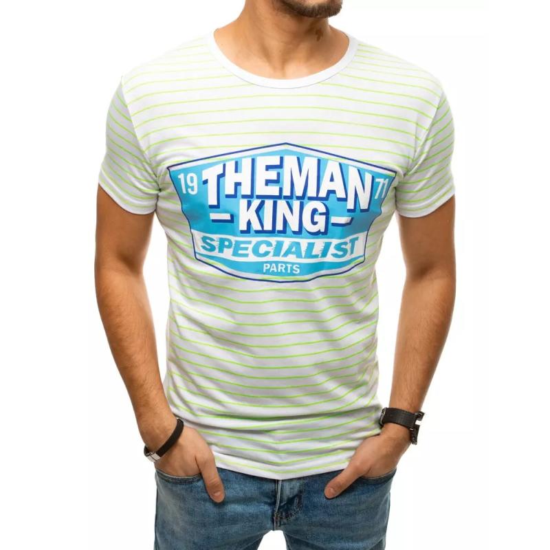 Pánské tričko king s pruhy bílo-zelené rx4396