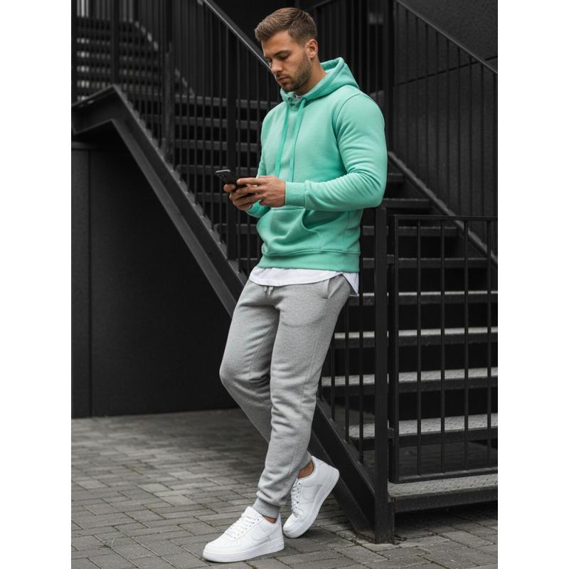 Férfi kapucnis pulóver menta