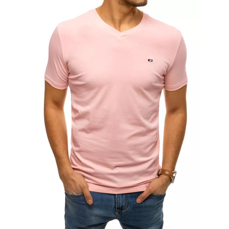 Pánské tričko bez potisku růžové BASIC