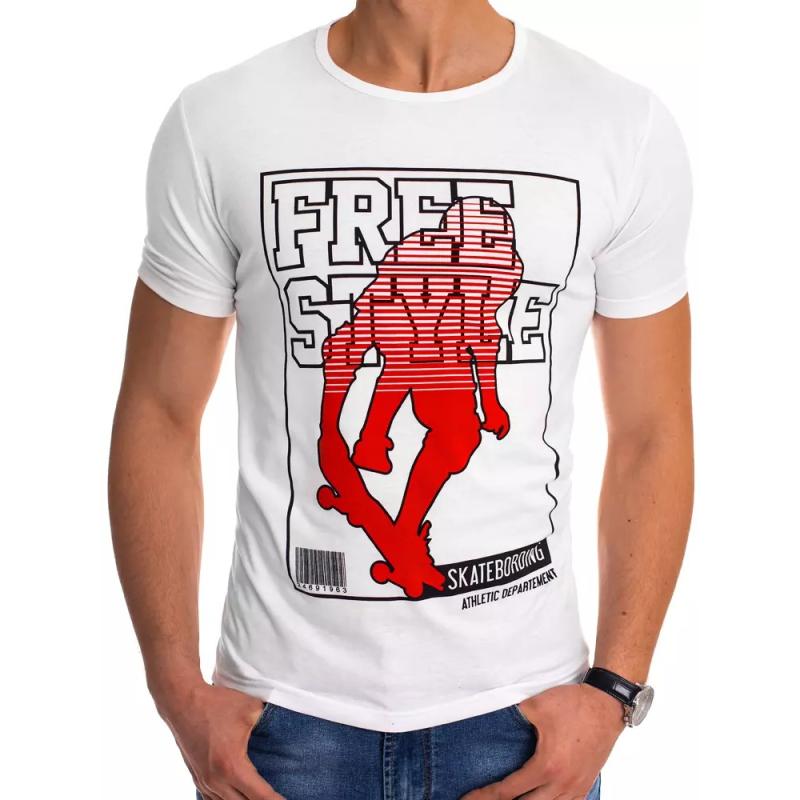 Pánske tričko s potlačou bielej FREESTYLE