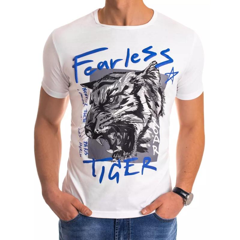 Pánske tričko s potlačou bielej FEARLESS