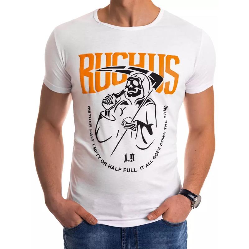 Pánske tričko s potlačou bielej RUCHUS