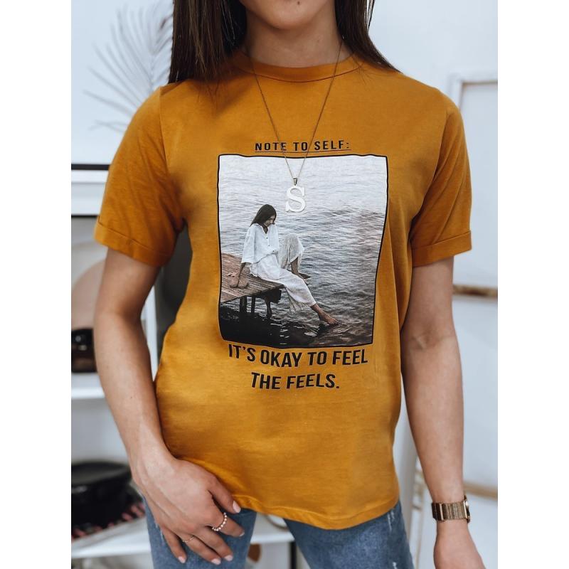 Női nyomtatott póló THE FEELS sárga