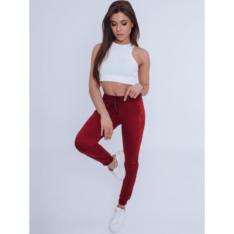 Női stílusos nadrág FENDI sötétvörös