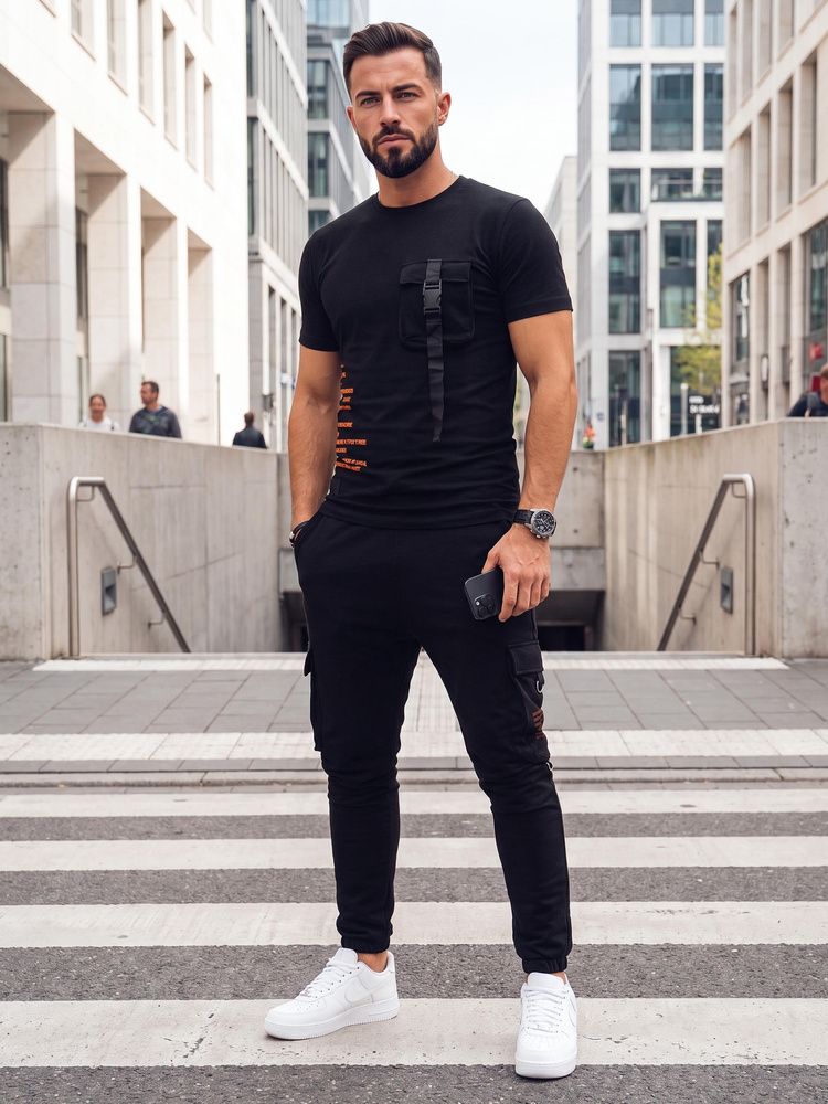 Férfi póló és joggers szett fekete