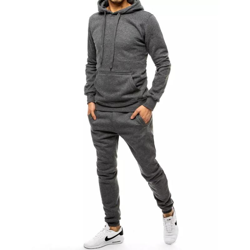 Pánská tepláková souprava s kapucí tmavě šedá