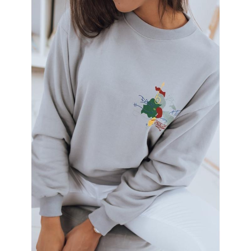 Női pulóver nyomtatott JAPANESE szürke színben