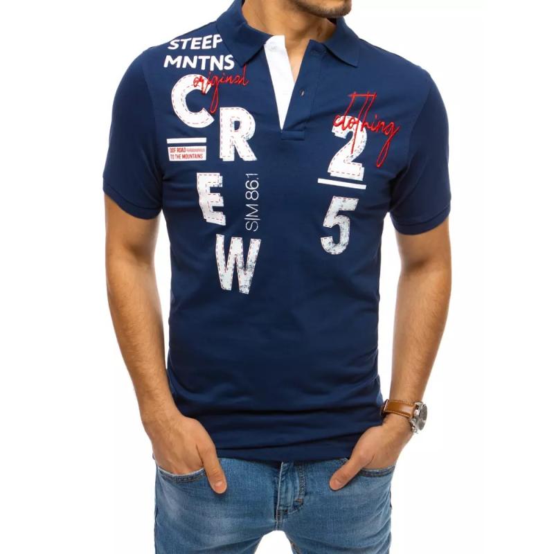 Pánske tričko s potlačou modrej CREW