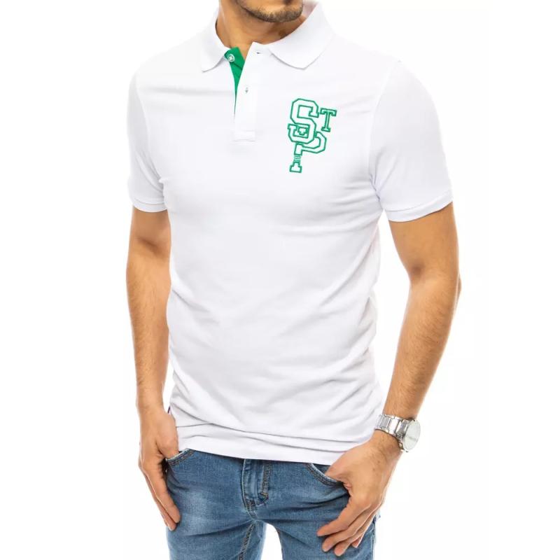 Pánské tričko s límečkem bílé STP
