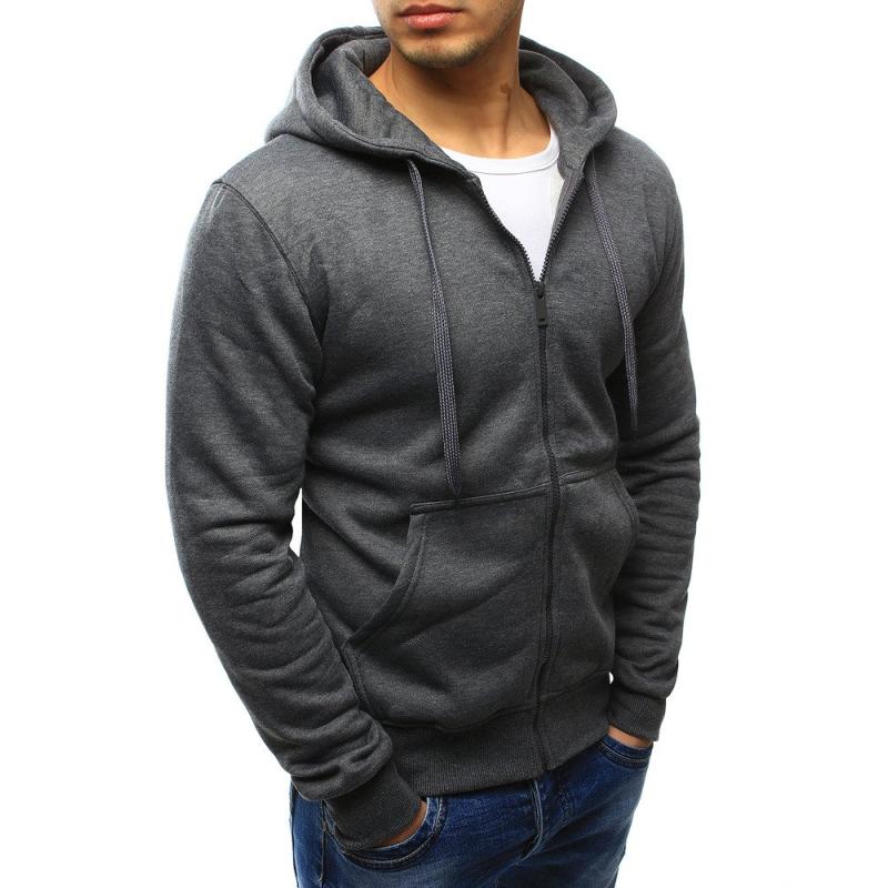 Férfi divatos kapucnis pulóver antracit színben