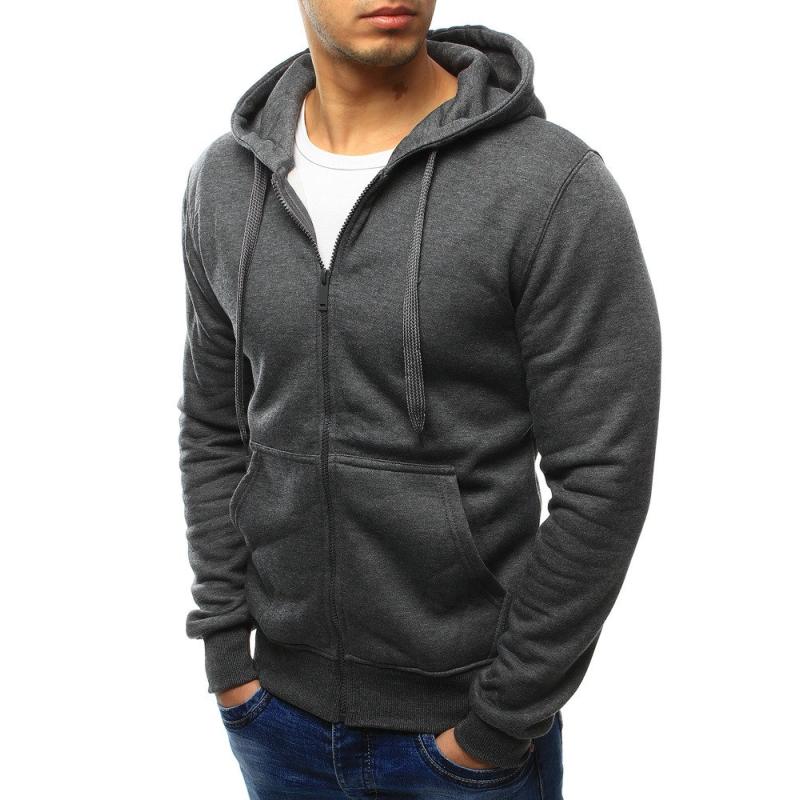 Férfi divatos kapucnis pulóver antracit színben