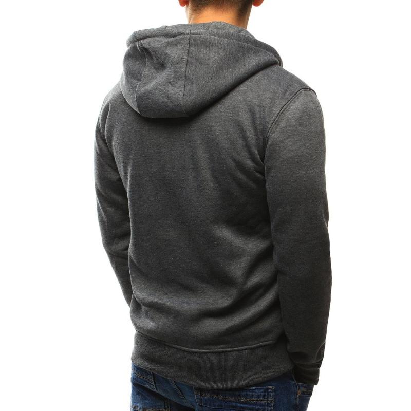 Férfi divatos kapucnis pulóver antracit színben