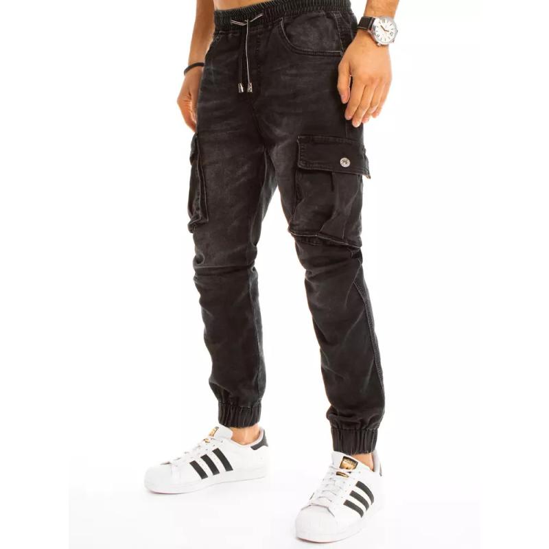 Pánske džínsové nohavice jogger čierne