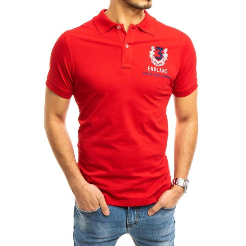 Pánské tričko s límečkem červené NUMMER