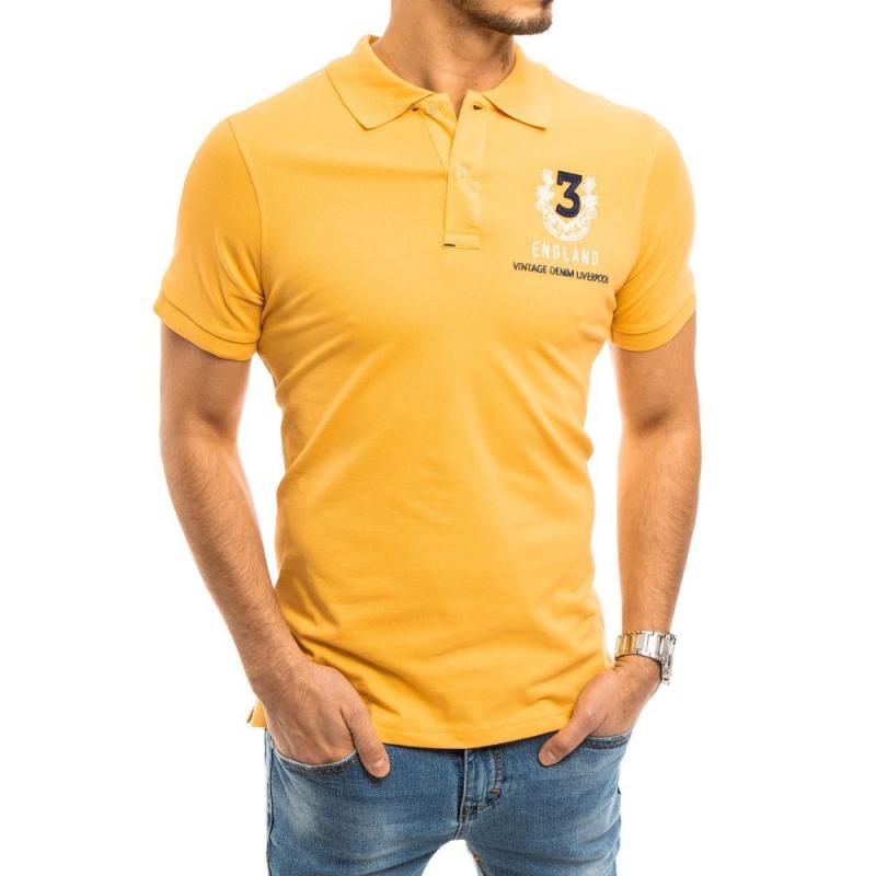 Pánské tričko s límečkem žluté NUMMER