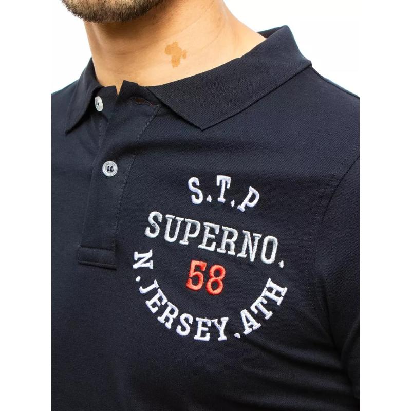 Pánské tričko s límečkem modré SUPERNO