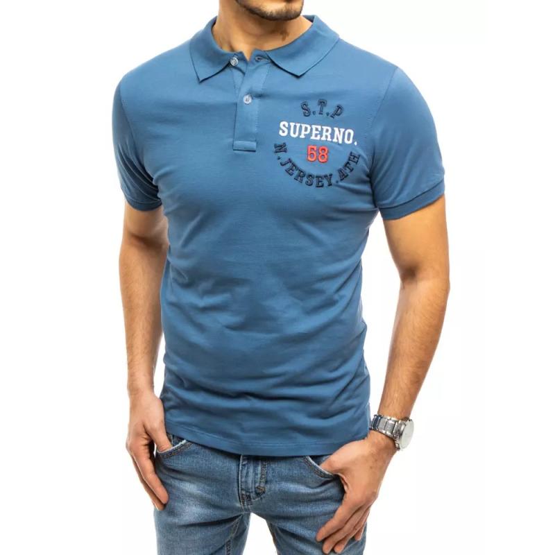Pánské tričko s límečkem modré SUPERNO