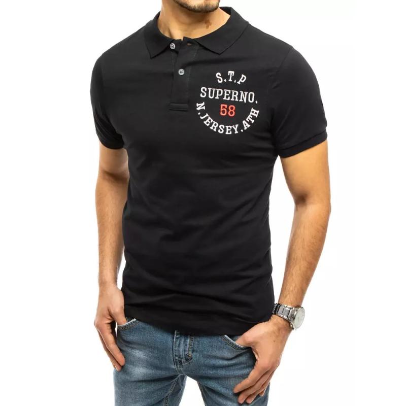 Pánské tričko s límečkem černé SUPERNO
