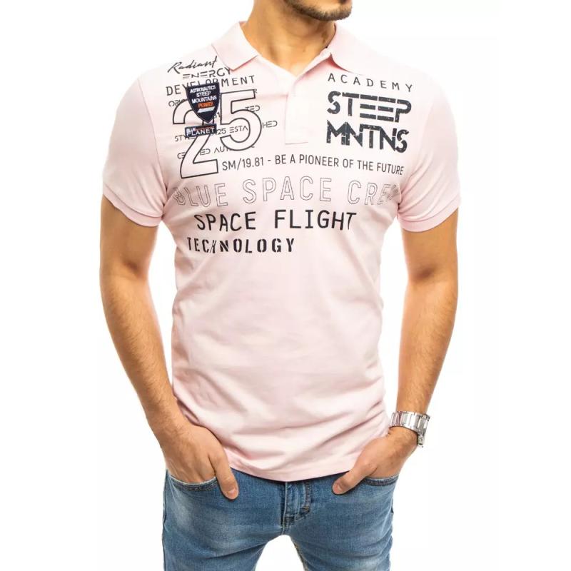 Pánske tričko s golierom ružovej STEEP