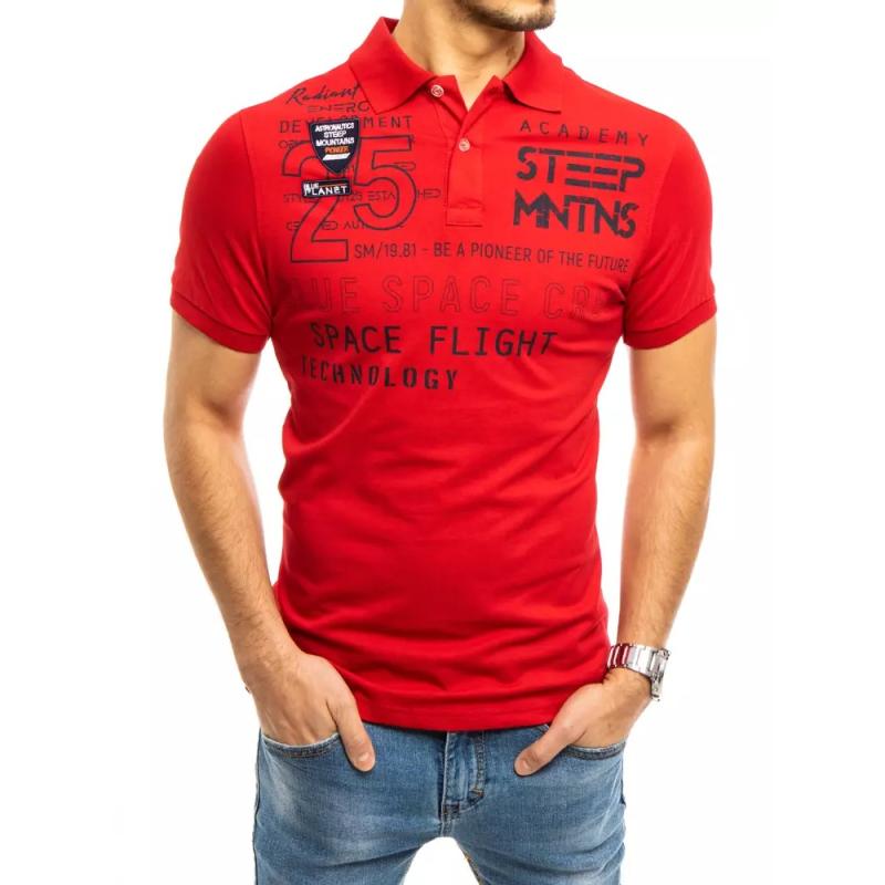Pánské tričko s límečkem červené STEEP