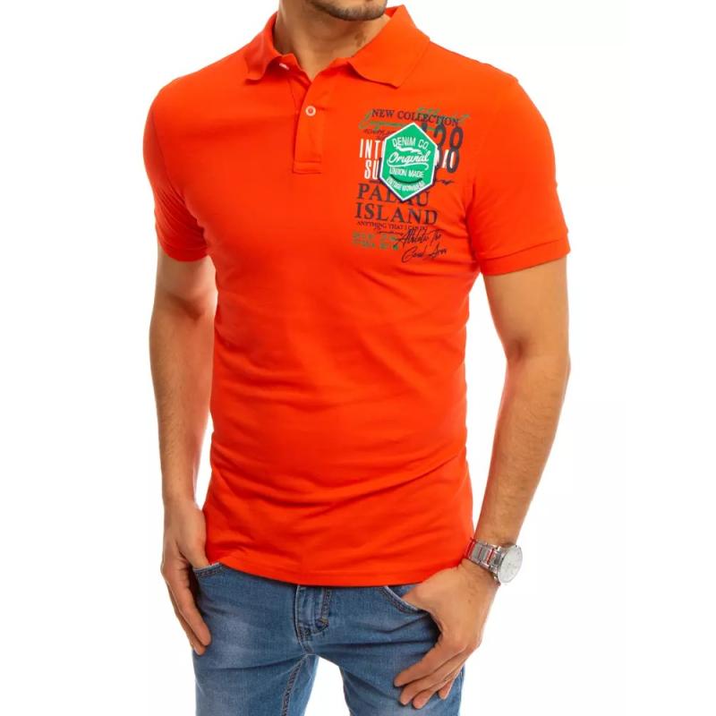 Pánske tričko s golierom oranžovej ISLAND