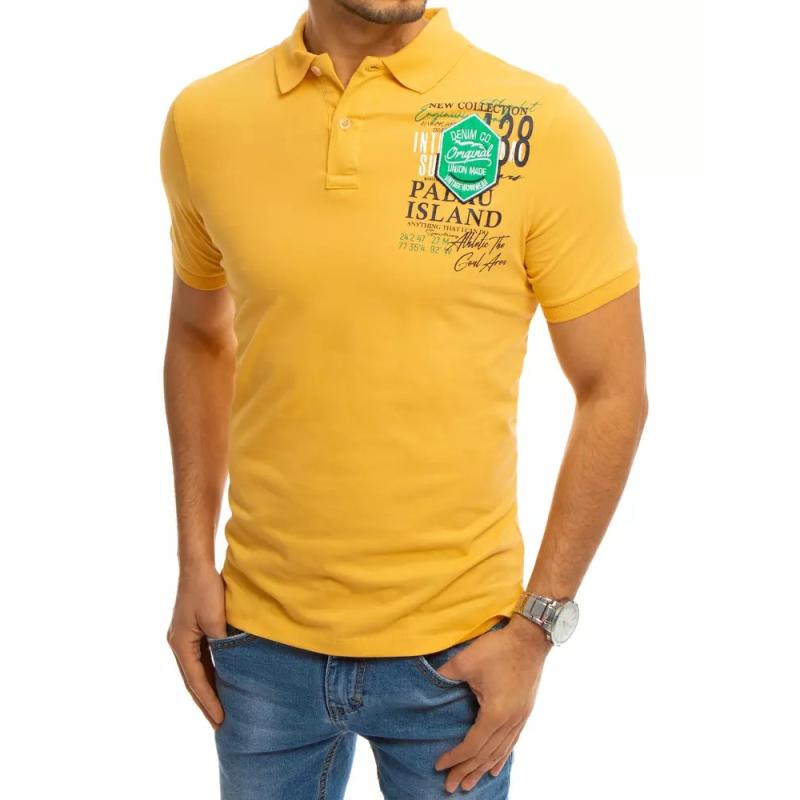 Pánské tričko s límečkem žluté ISLAND