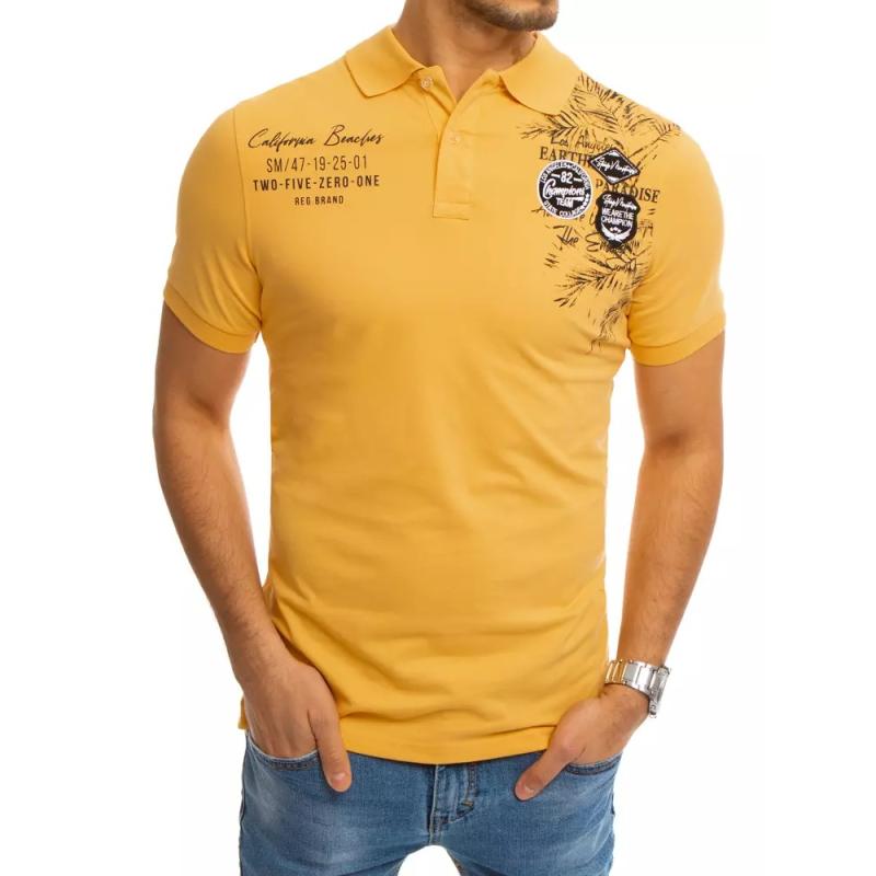 Pánske tričko s golierom žlté PARADISE