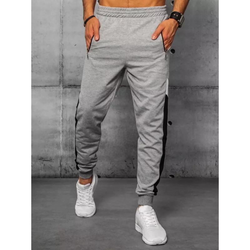 Pánske tepláky bez potlače šedej