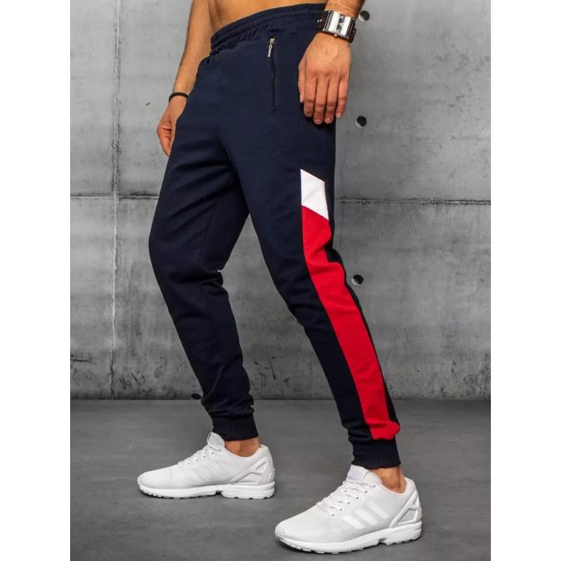 Férfi nyomtatás nélküli melegítőnadrág sötétkék