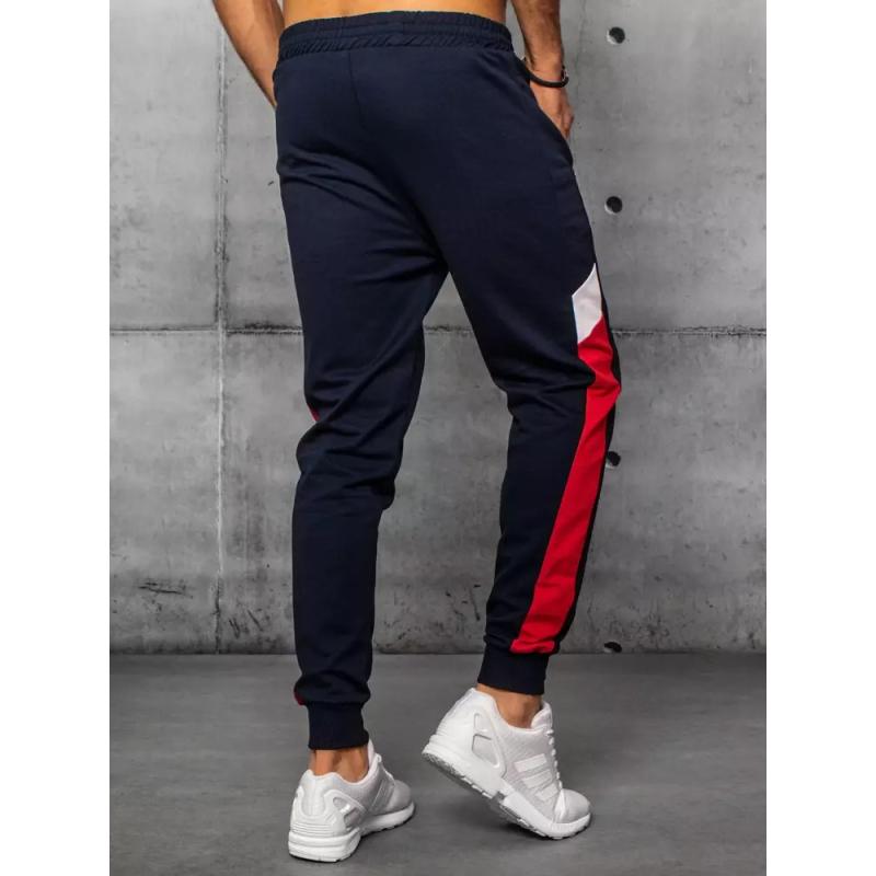 Férfi nyomtatás nélküli melegítőnadrág sötétkék