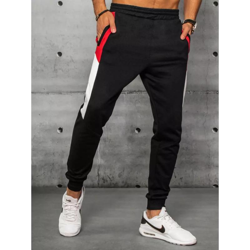 Pánske tepláky bez potlače čierne SLIM