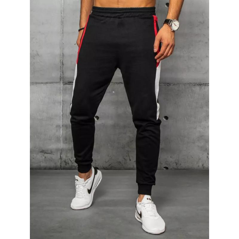 Pánske tepláky bez potlače čierne SLIM