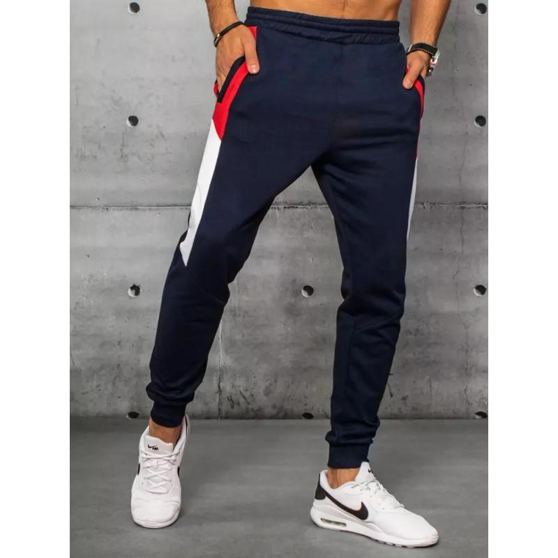 Pánské tepláky bez potisku tmavě modré SLIM