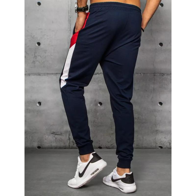 Pánské tepláky bez potisku tmavě modré SLIM